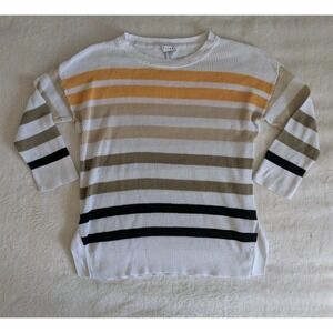 Tribal Striped Crew Neck Pull Over Sweater Women's Size Medium Preppy Neutral